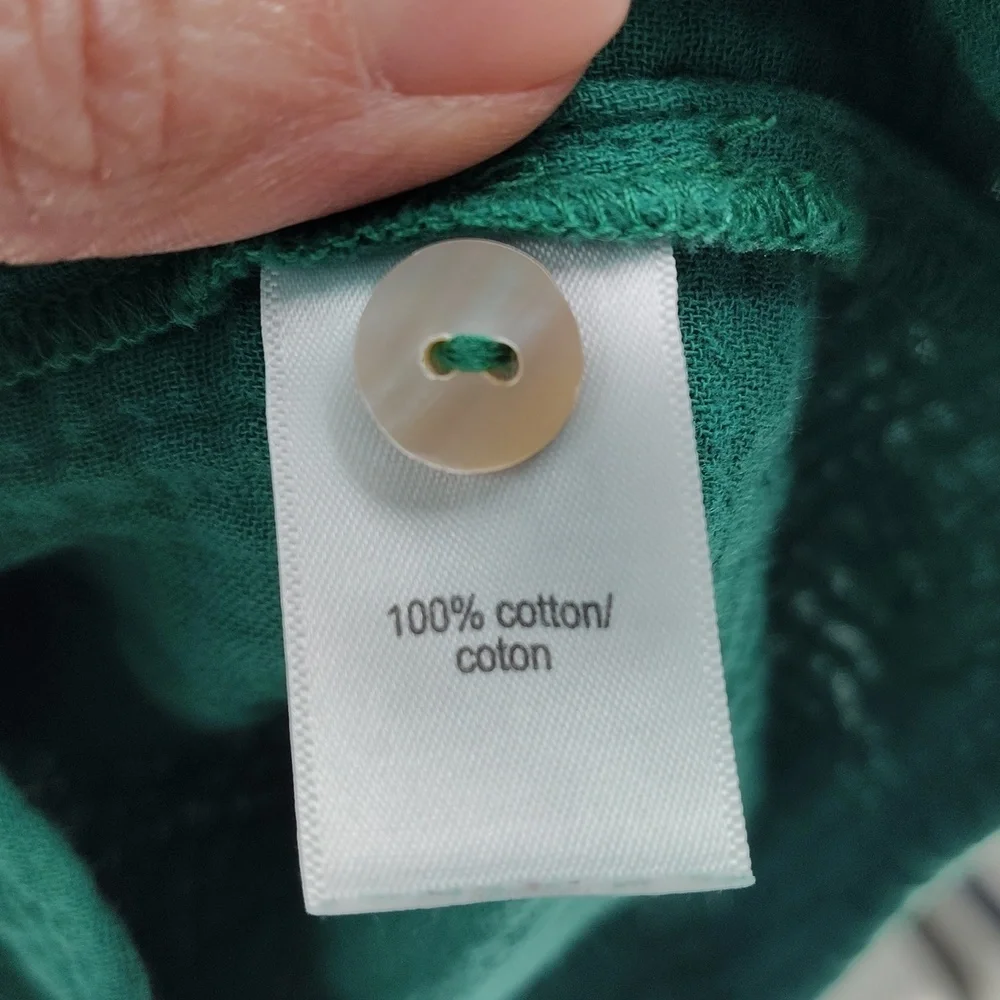 Maurice's Button Down Size Small Oversized Gauze Cotton Green Long Sleeve